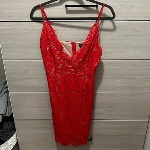 Red Lace midi Dress